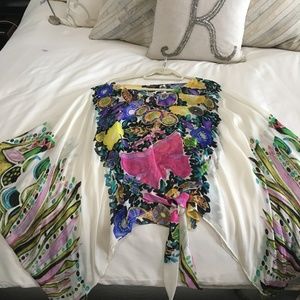 Roberto Cavalli butterfly sleeve silk blouse